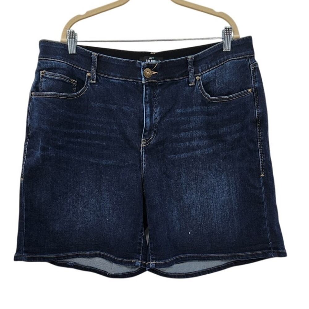 Lularoe Dark Wash Midi Denim Mom Shorts Plus Size Comfort Stretch Size 36